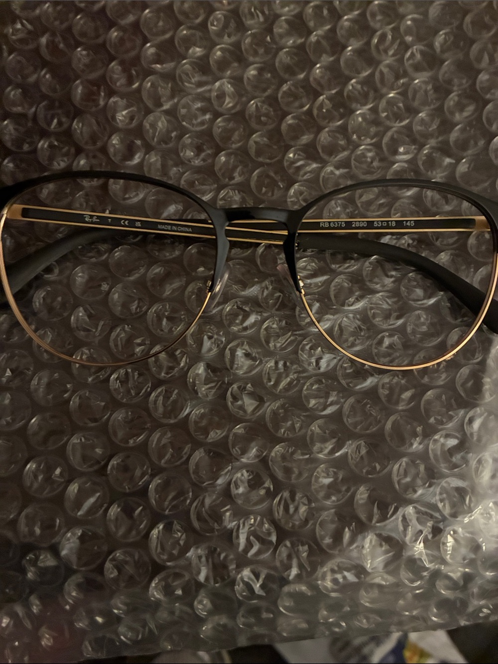 Ray-Ban Women's Black and Gold Round Optical Glasses